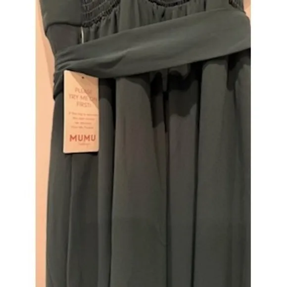 Show Me Your Mumu NWT Bridesmaid Dress‎ Emerald Green Maxi Smocked Bodice Sleeveless Medium - Image 3
