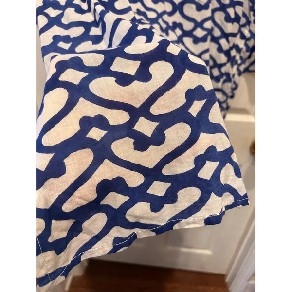 Roberta Roller‎ Rabbit Blue White Geometric Print Big Cata Kurta Tunic Top Large - Image 5