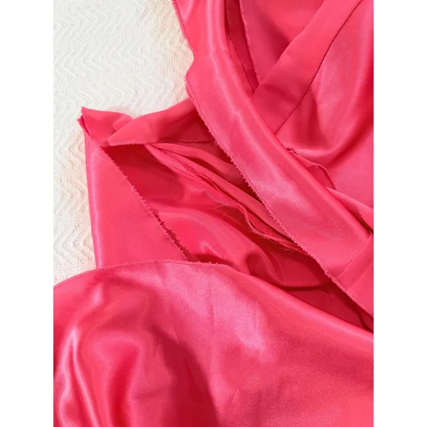 Hot Pink Mermaid long dress gown Cutout Halter Rhinestone Ruffle Formal Dress xs - Image 7