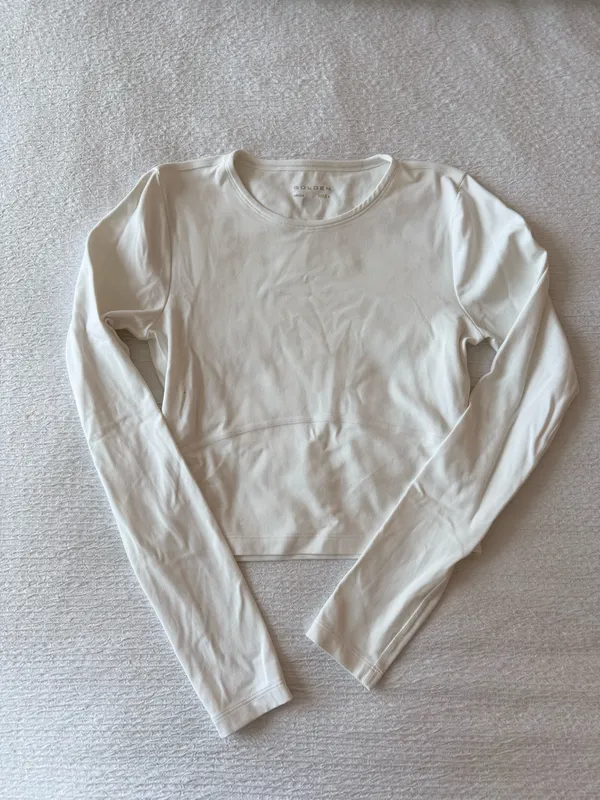 Cropped Butter Long Aritzia Crewneck Sleeve Shirt - Image 5