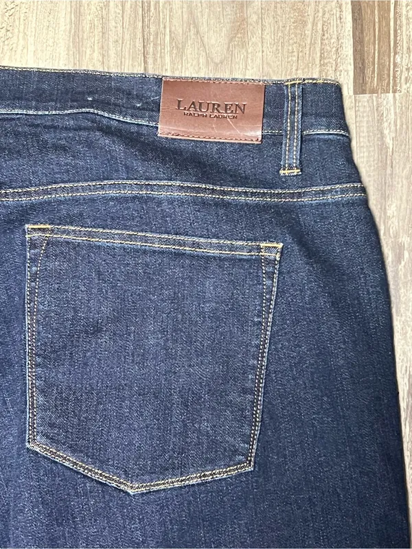 NWT Lauren Ralph Lauren Classic Straight Stretch Jeans Size 18 Dark Indigo Wash - Image 8