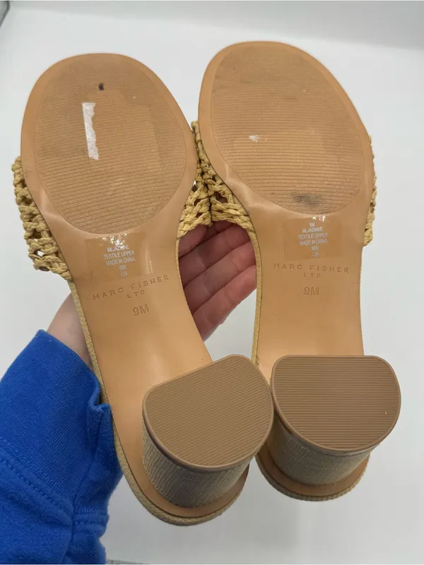 Marc‎ fisher Jazmine Dress Slide Sandal in natural raffia size 9 coastal resort - Image 3