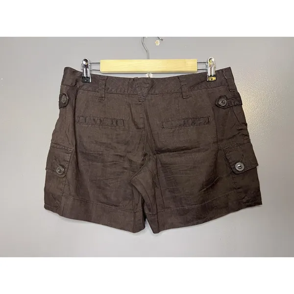 Mossimo Shorts Womens 6 Brown Cargo Linen Blend Stretch Pockets Casual - Image 2