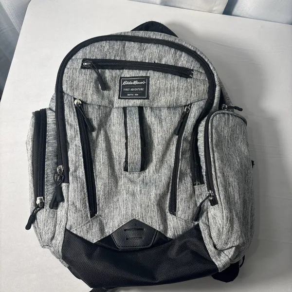 Eddie Bauer‎ First Adventure Backpack Baby Diaper Bag Gray Black Waterproof 16" - Image 2