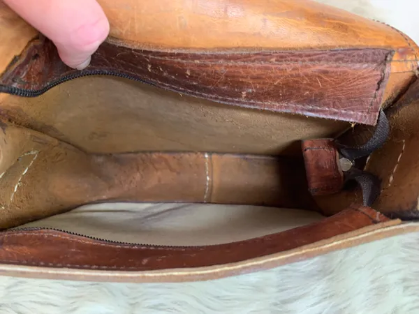 Vintage Leather Boho Hippie Purse - Image 8