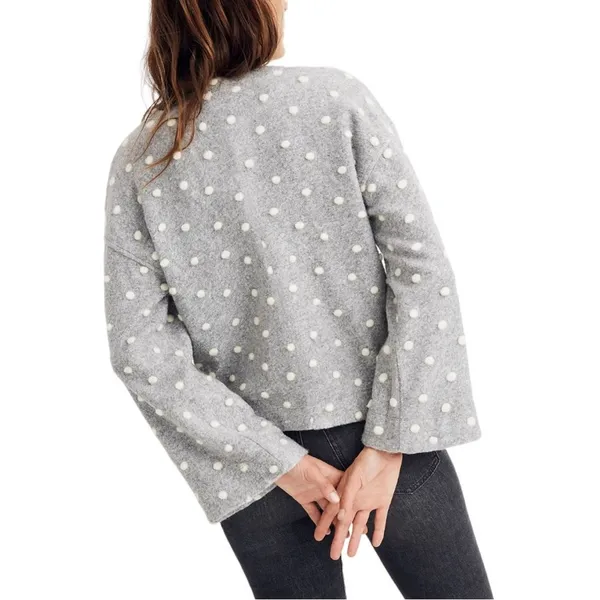 Madewell AG245 Texture & Thread Boxy Bobble Cropped Cardigan Small Polka Pom - Image 11
