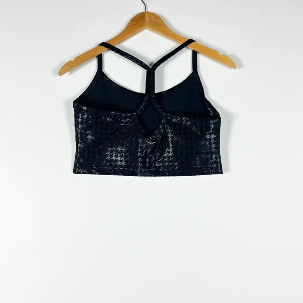 Beyond Yoga Women's Slim Racerback Athletic Crop Top Black Houndstooth Sheen L - Image 4