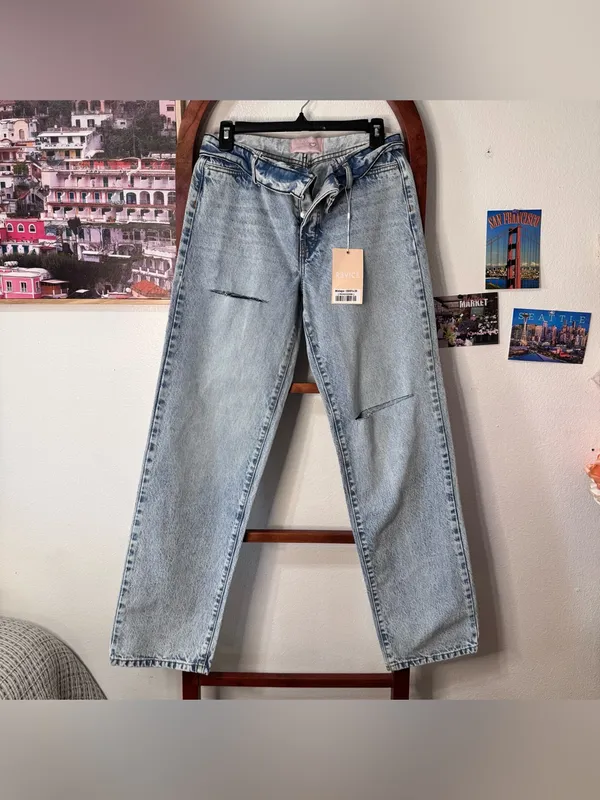 Revice Denim Mixtape 2000's Folded Down Waistband Stone Washed Jeans Size 26 NEW - Image 5
