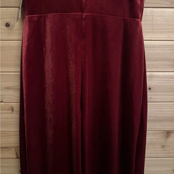 NWT Taylor Size 2/XS Strappy Red Orange Cowlneck Velvet Midi Dress - Image 8