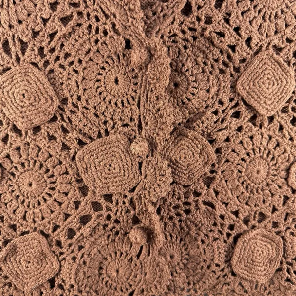 Vintage Hand Knitted OS Crochet Vest Boho‎ Cottage 90s Y2K Brown Earthy Hippie - Image 4