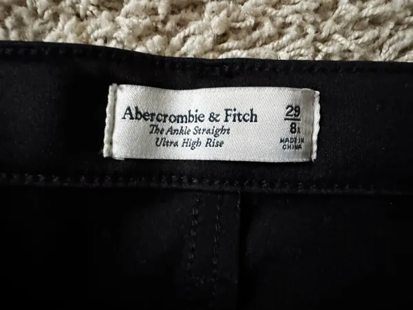 Abercrombie Mixed Fabric Ultra High Rise Ankle Straight Jean - Image 5