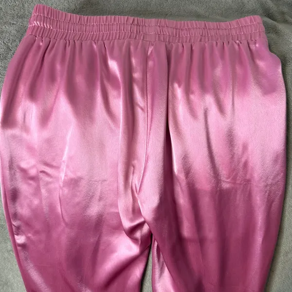 Cinq a Sept Pink Satin Adalie Pants‎ Womens M Cropped Drawstring Ankle Coquette - Image 12