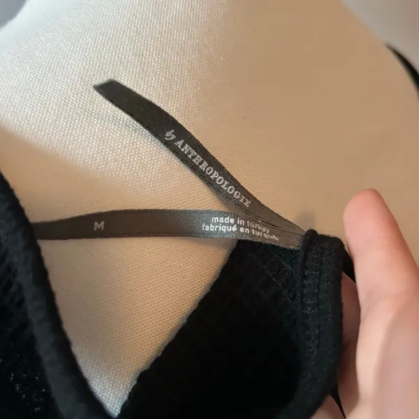By Anthropologie Classic Black Gathered Breathable Tank Top Size Medium - Image 5