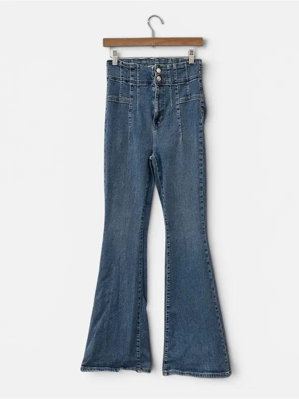 Free‎ People We The Free Jayde Flare Jeans in Sunburst Blue Size 29 - Image 6
