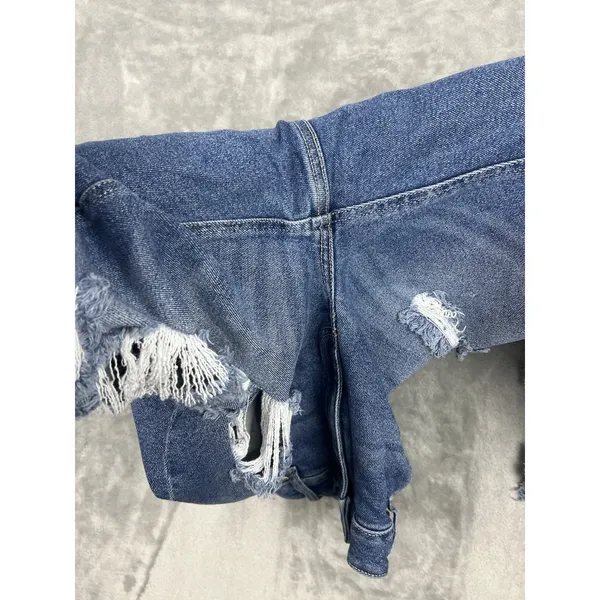 Kancan Maurices High Rise Distressed Raw Hem Straight Leg Denim‎ Blue Jean Sz 16 - Image 4