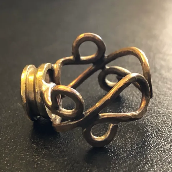 Vintage handmade hammered brass bullet primer ring - Image 6