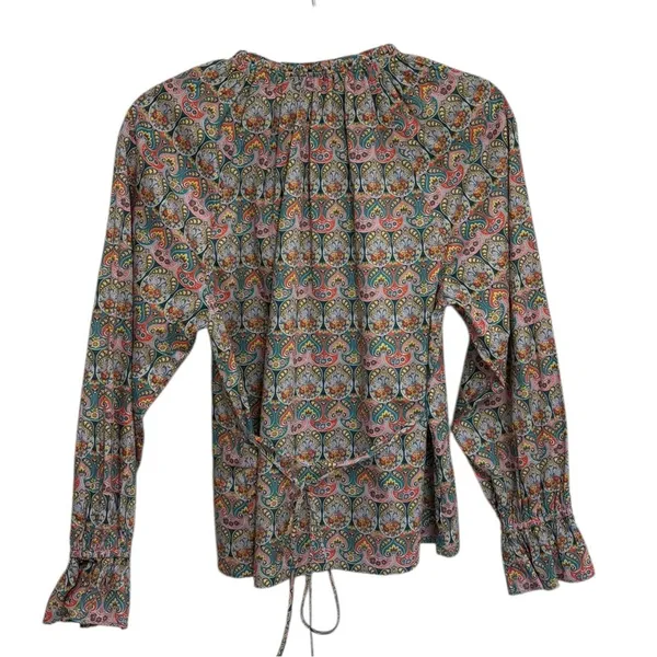 J. Crew Tie-Waist Organic Cotton Top in Liberty Giorgia Duke Fabric - Size S - Image 5