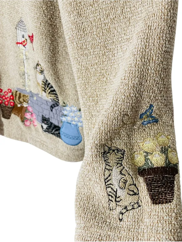 VINTAGE BONWORTH Embroidered Cats Cardigan - Image 4