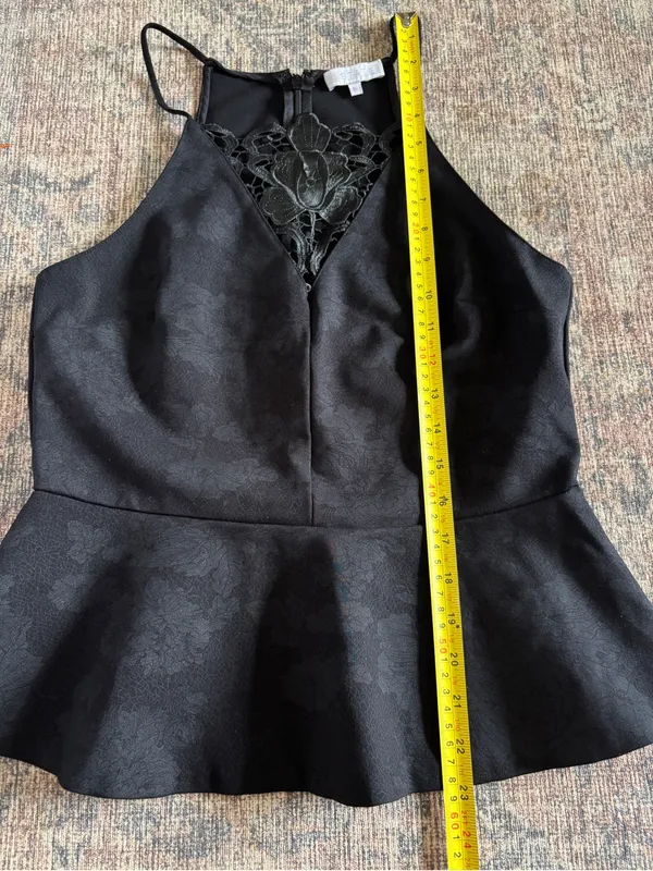 1. State Black Lace-Trim Peplum Camisole Size S - Image 6