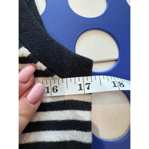 J Crew Striped Knit Sleeveless‎ Sweater Vest Top M Navy Academia Nautical Breton - Image 6