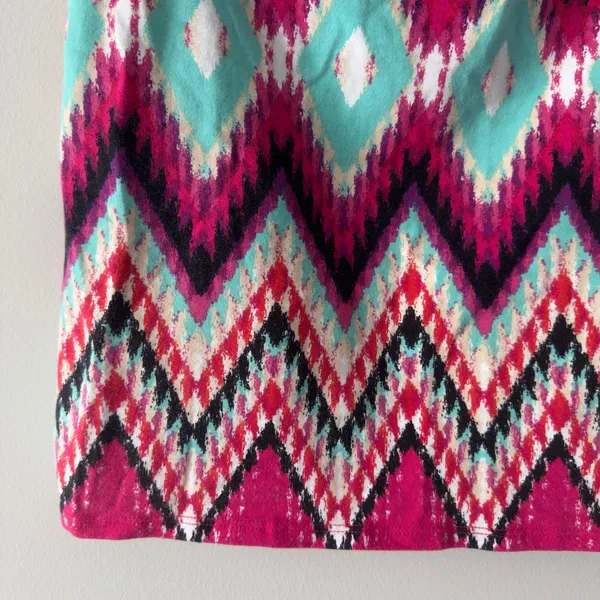 Charlotte Russe Chevron Diamond Pattern Mini Skirt 2010s Bodycon Stretch Retro M - Image 6