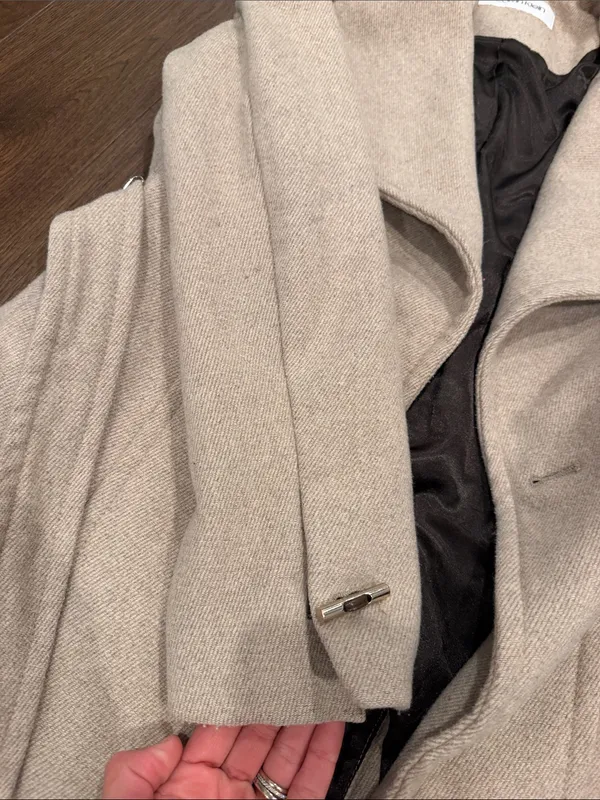 Calvin Klein Beige Wrap Trench Coat with Belt Size Medium Petite - C27-184 - Image 5