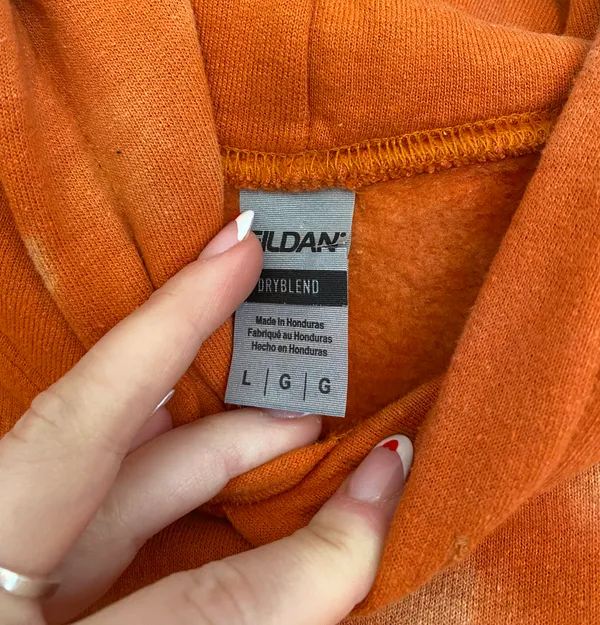 Gildan Bleach Dye Orange Hoodie - Image 3