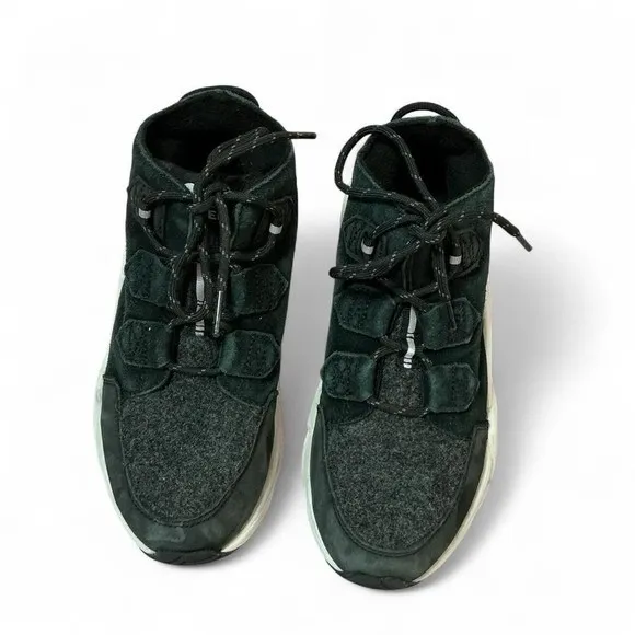 Sorel Kinetic RNEGD Sporty Chunky Sneaker Womens 6.5 Black Grey Wavy Platform - Image 3