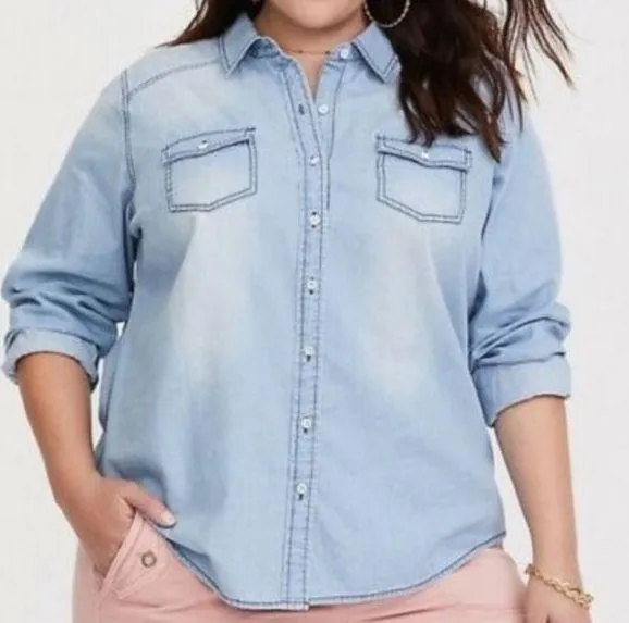 button front chambray shirt size 1 (14/16) - Image 2