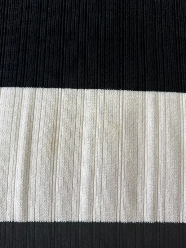 Abercrombie & Fitch Black Cream Striped Ribbed Knit Maxi Dress M NWT - Image 10