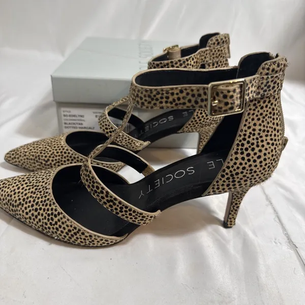 Sole Society Dotted Haircalf Heels Shoes Womens 8 1/2M Pointed Toe Zip In Box - Image 3