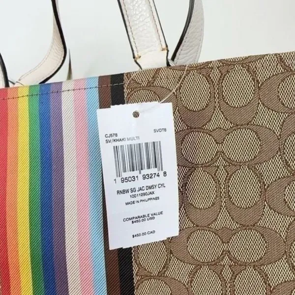 Coach Dempsey Carryall In Signature Jacquard With Rainbow Stripe cj578 - Image 5