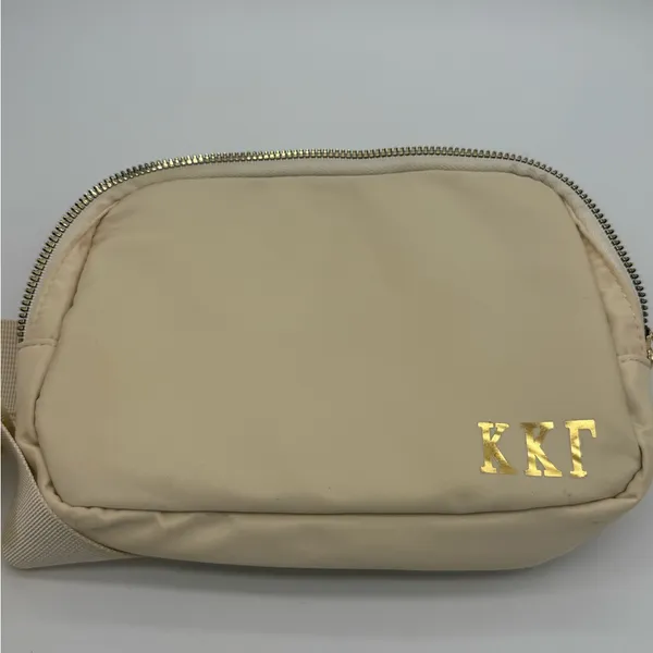 Kappa Kappa Gamma Sorority Crossbody Sling Belt Bag Fanny Pack Off White Cream - Image 11