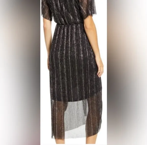 L black gold sparkle faux wrap dress - Image 2