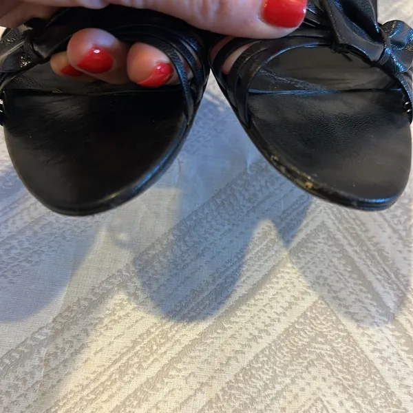 Coach Joelle Black Kid Leather Strappy Bow Heels Size 7.5 - Image 7