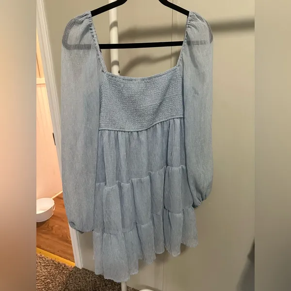Altar’d State Light Blue Smocked Longsleeve Mini Dress new with tags Medium - Image 8