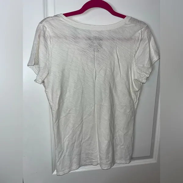 Patagonia Women’s White V-Neck Mesh Short Sleeve Basic Casual T-Shirt Size Large - Image 4