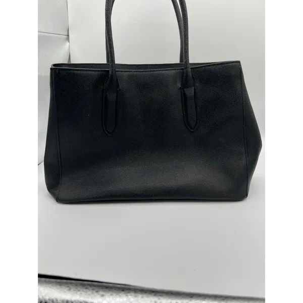 Coach Pebbled Leather Tote Bag Top Handle Black Gold Heart Charm Black Lining‎ - Image 11
