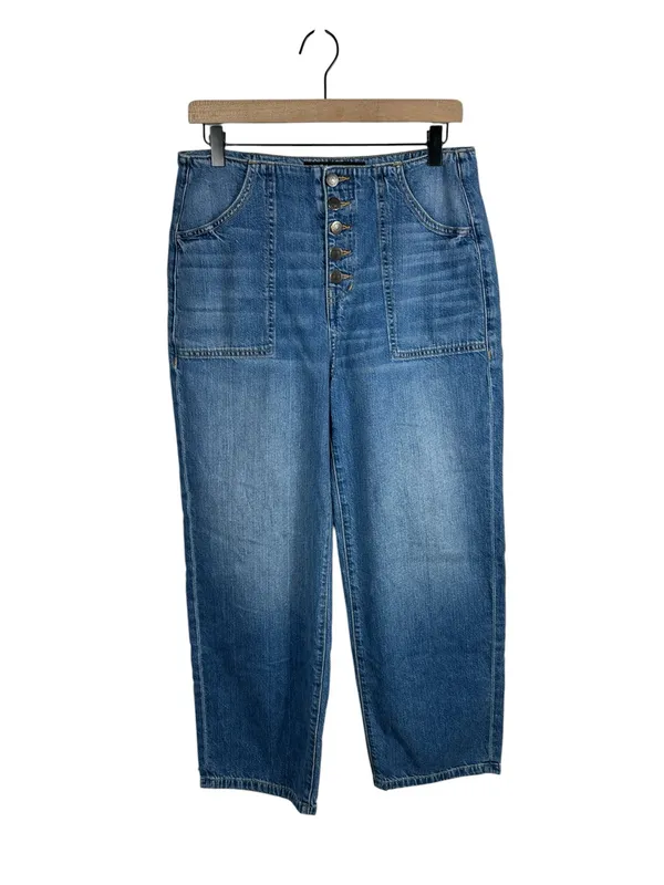 Veronica‎ Beard Crosbie Crop Wide Leg High Rise Jeans 29 Button Fly - Image 2