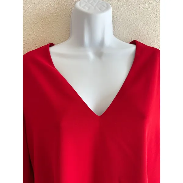 NWOT Alice +‎ Olivia Tameika Trumpet-Sleeve Crepe Mini Dress 8 Red CC707202508 - Image 8