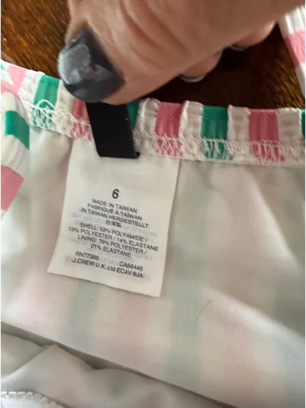 J.Crew Women's One Piece Swimsuit Size 6 Pink Green White Striped - Image 5