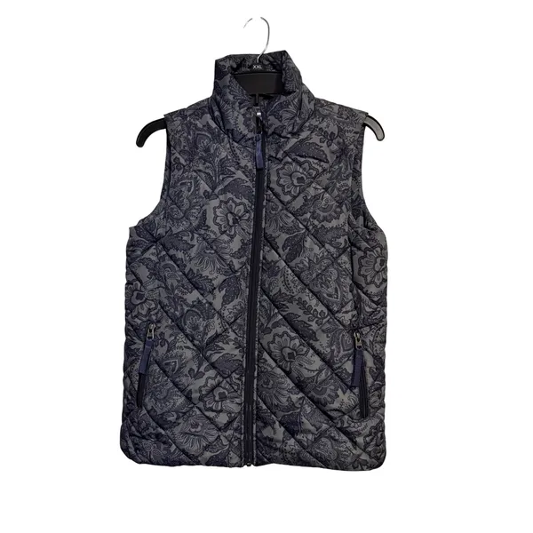 Vera Bradley Fleece vest Women's Small paisley‎ gray/Blue Polyester Cozy puff - Image 3