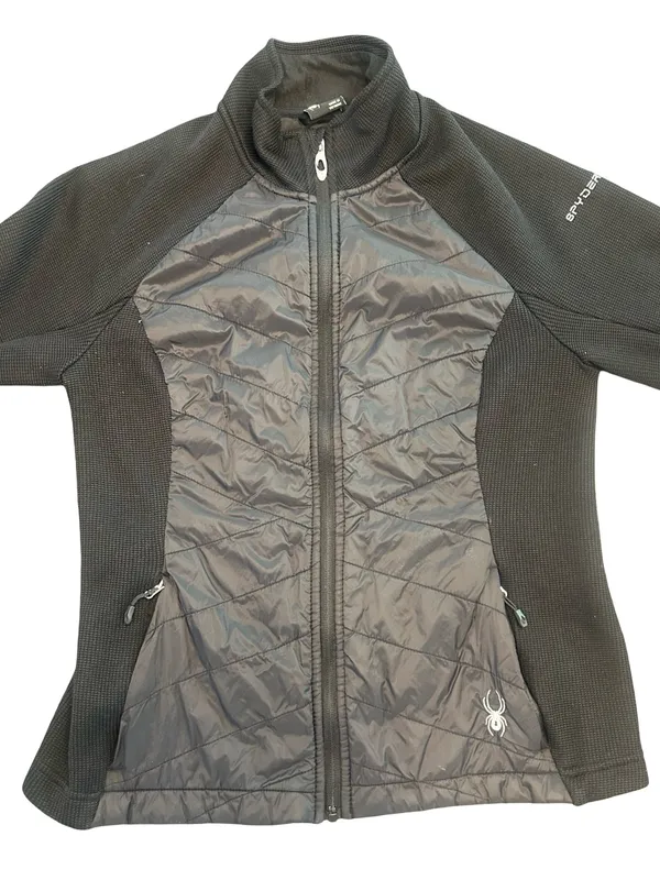 black Spyder Nova Hybrid Sweater Fleece full zip Jacket Gorpcore techwear M - Image 3