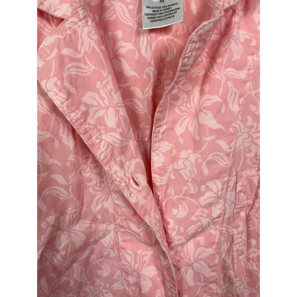 Crabtree&Evelyn Pink Floral Cotton&Bamboo Long Sleeve Pajama Set Sz.M - Image 9