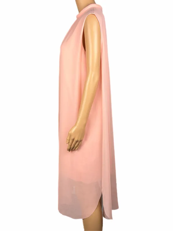 COS Blush Pink Sheer Chiffon Layered Sleeveless Midi Dress Size 12 - Image 5