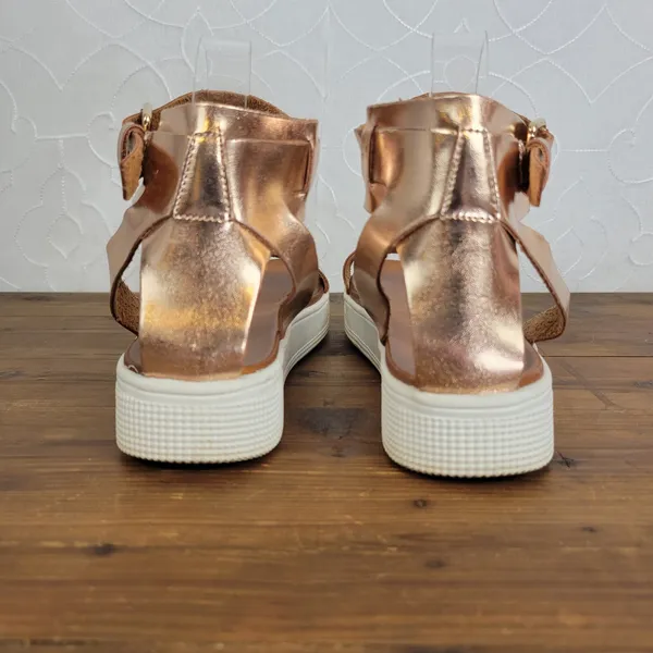 Altar'd‎ States Womens Sandals Sz 7.5 Rose Gold Ankle Strap Hook & Loop Platform - Image 5