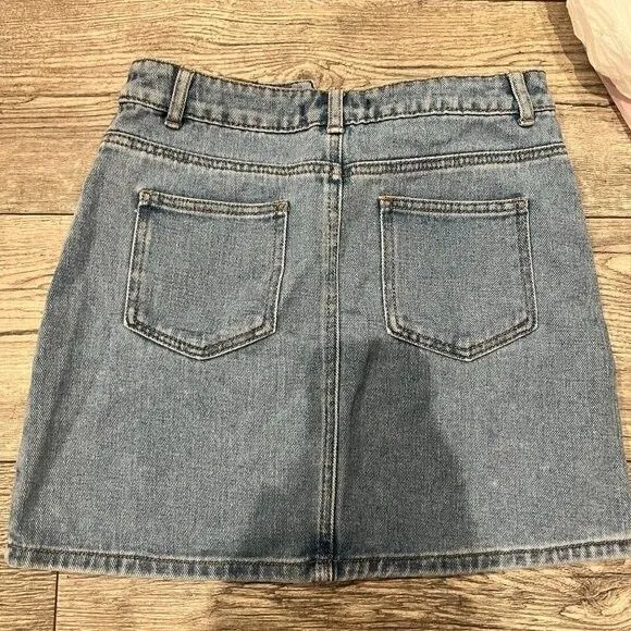 Forever 21 Small Womens Denim‎ Jean Skirt With Pockets Zipper and Button - Image 2