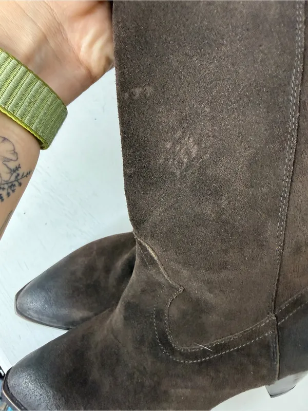 Frye June Over The Knee Boot Chocolate Suede Sz 6 Sample Sale - Image 15