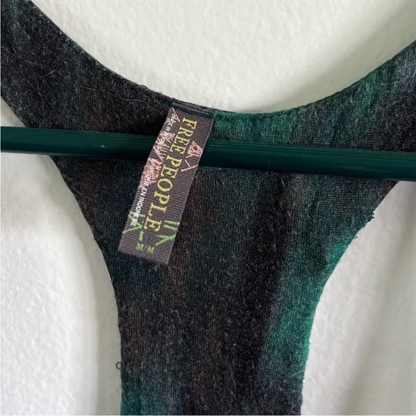 Free People Racerback Top / Tunic Black and Green with Lace - Image 7