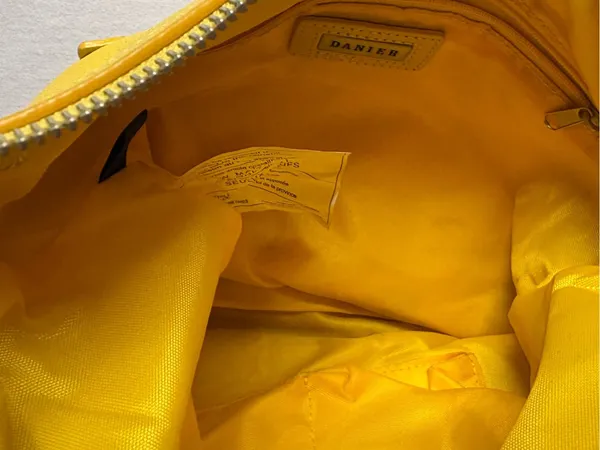 Danier Yellow Genuine Pebbled Leather Hobo Shoulder Bag Silver Hardware - Image 5